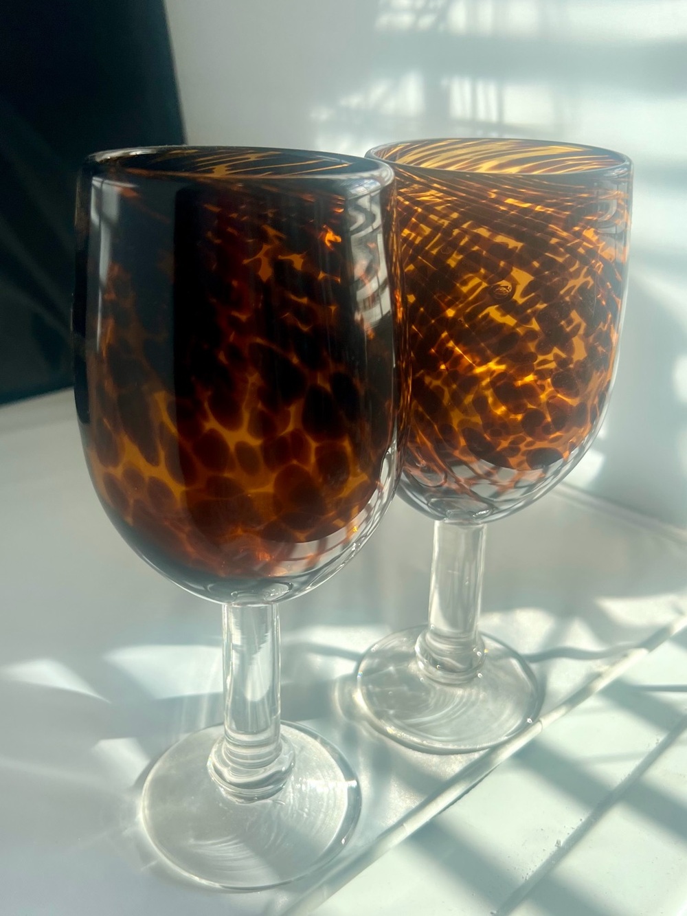 Tortoiseshell Amber Wine Glasses - Set of 2